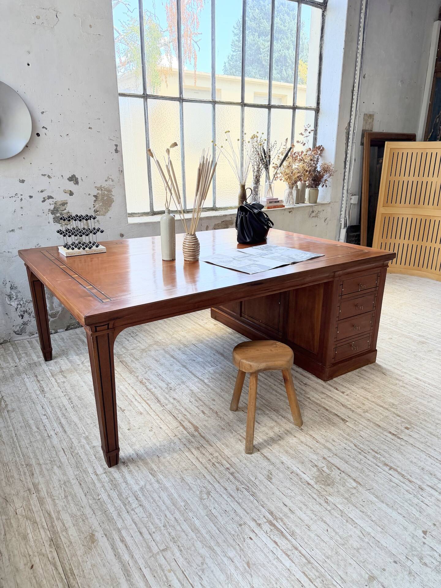 Double-sided walnut counter desk 1900
