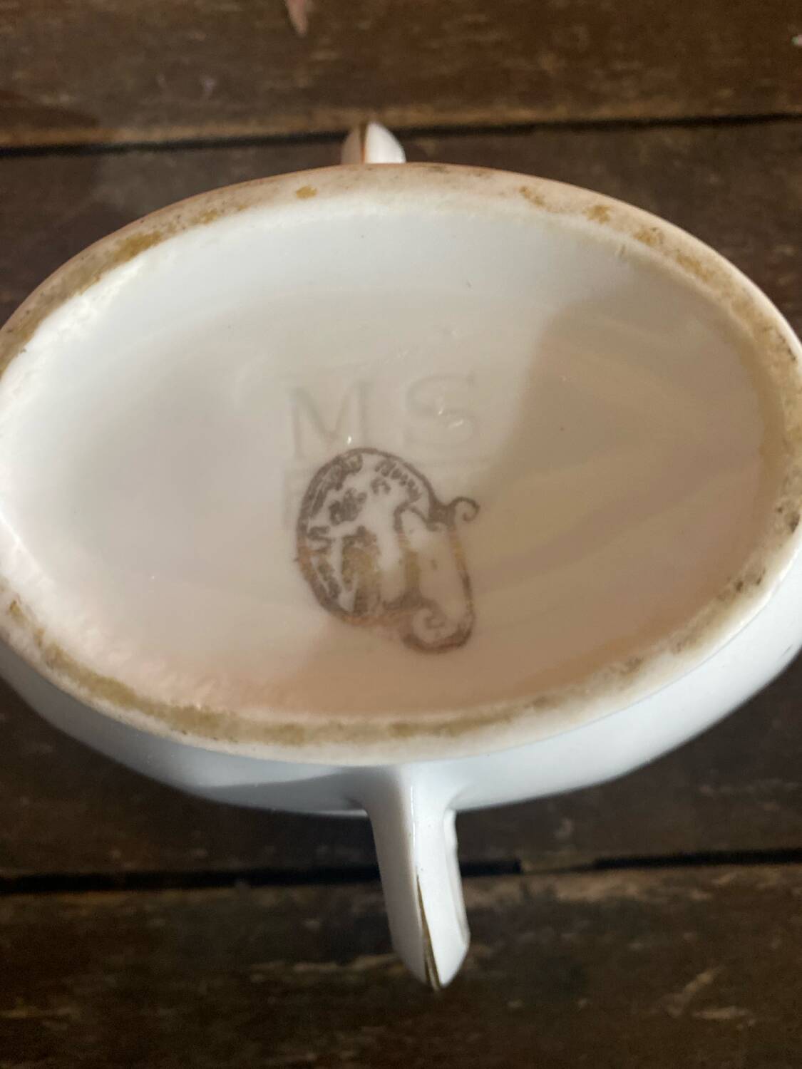 Double Sauce Boat Antique Gras & Maigre White Porcelain #D907