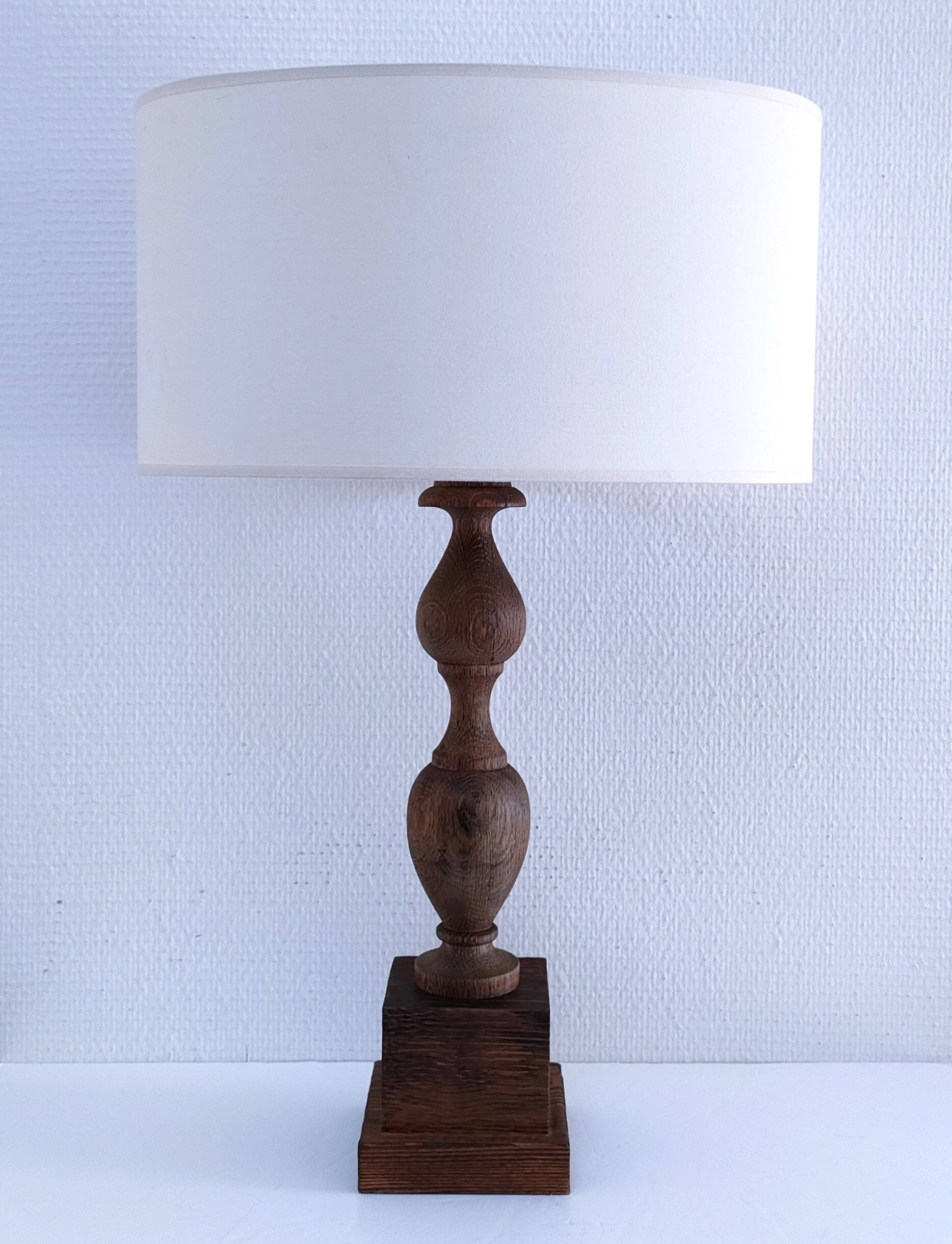 XL turned solid wood lamp base H.45.5 cm