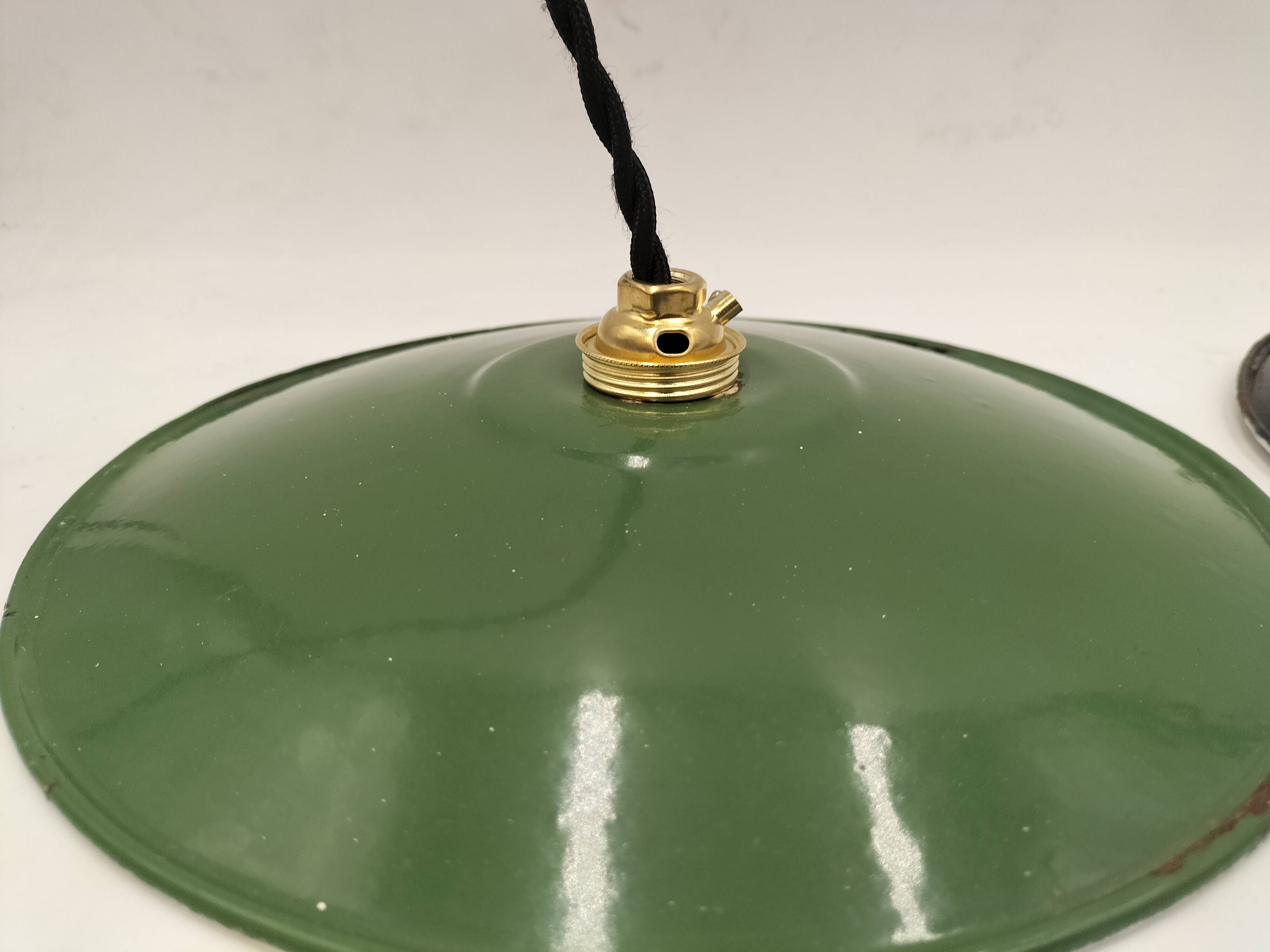 4 enameled sheet metal pendants