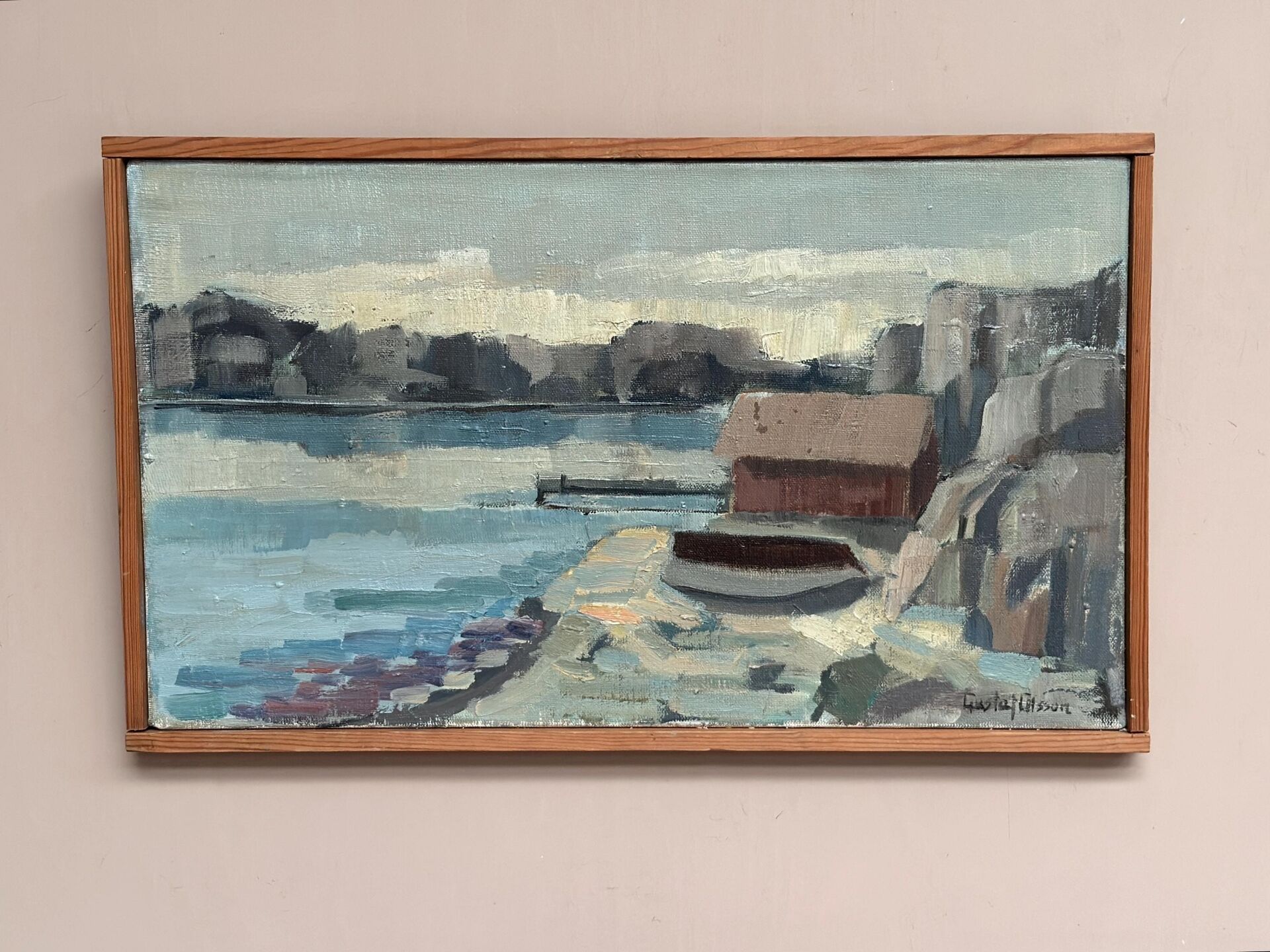 Original Swedish Oil On Canvas – “Seascape” By Gustaf Olsson – Signed – Vintage & Framed – 50 × 30 Cm (19.7" × 11.8")