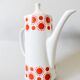 Vintage  Porcelain Coffee Pot: 1970s Red Sunny Pattern