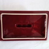 Art Deco box in burgundy ceramic art Poët Laval