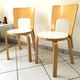 Pair of chair 66 design Alvar Aalto artek edition melaminé white