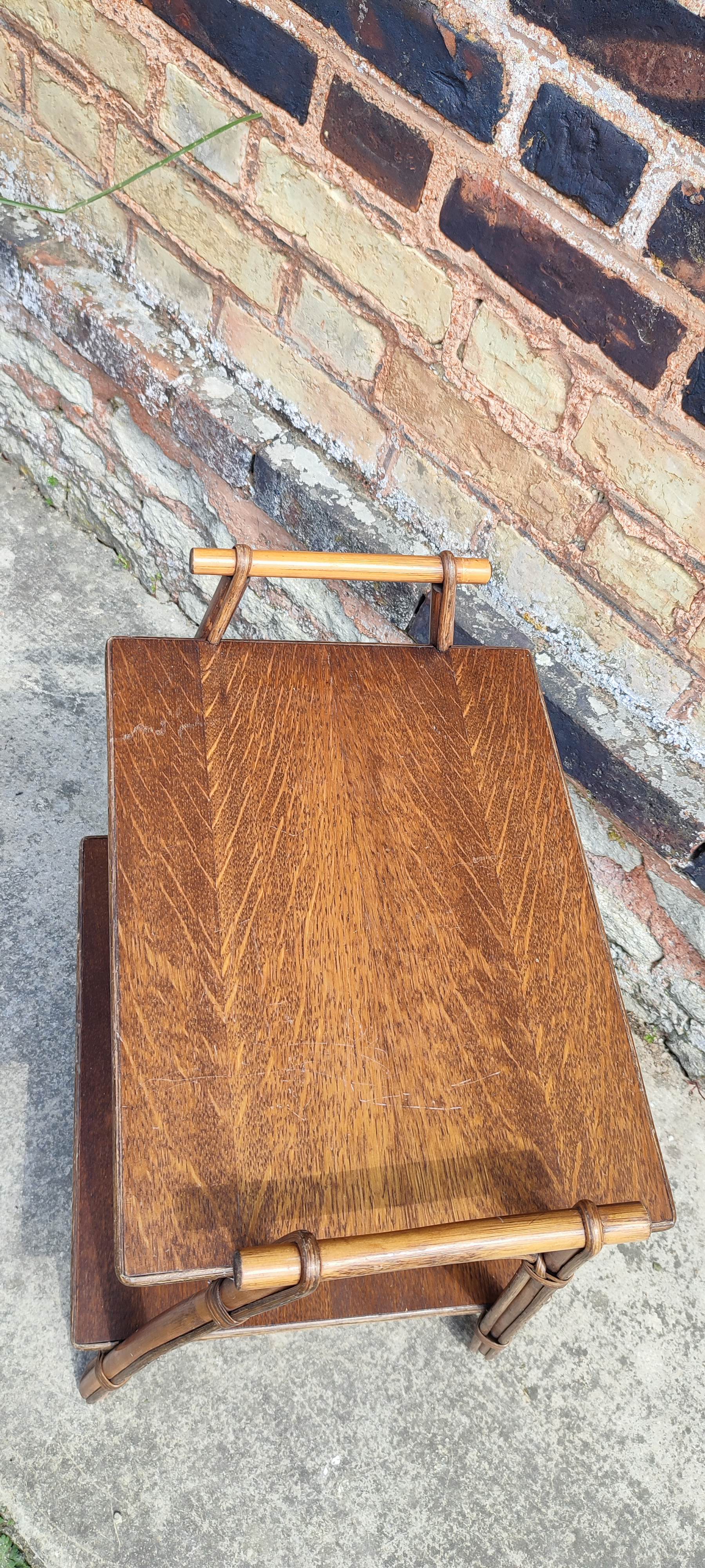 Serving rattan and wood side furniture