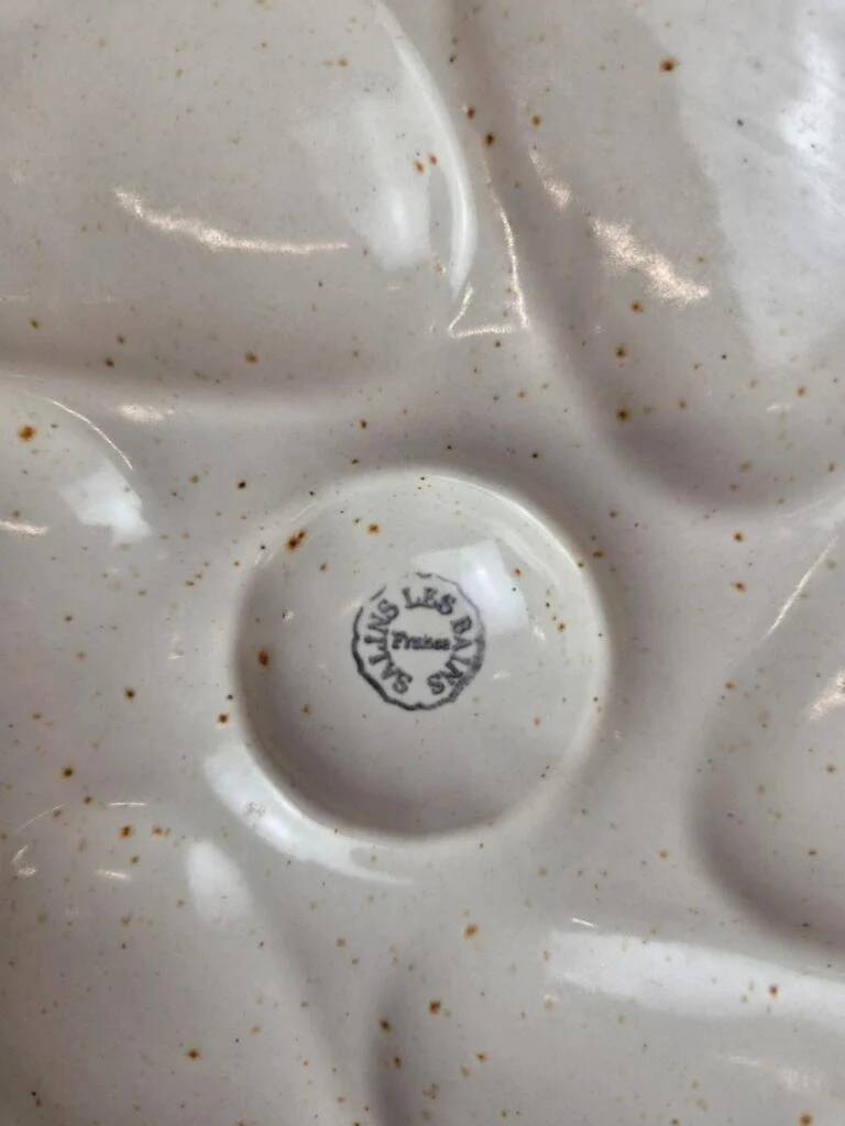 Large oyster plate Salins-les-Bains France vintage 41 cm