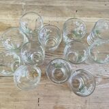 12 verres à liqueur muguet vintage