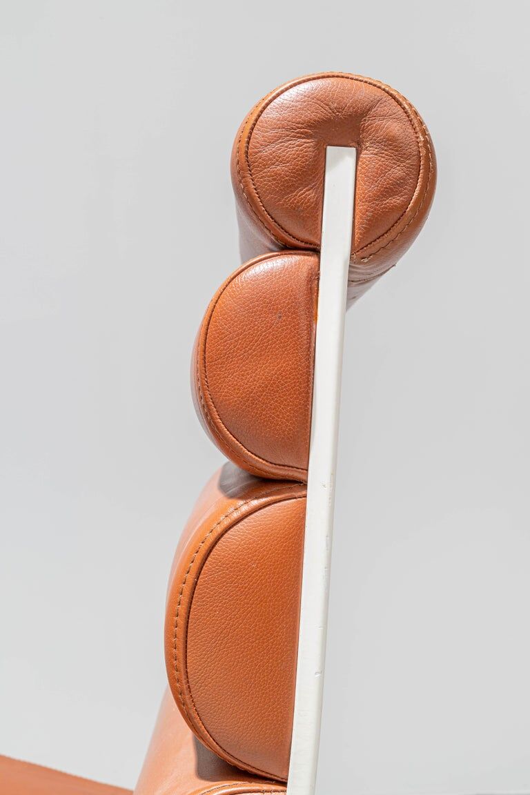 Set of 4 metal and leather armchairs France 1970s