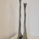 Pair of brutalist metal candlesticks in organic shape sleek design