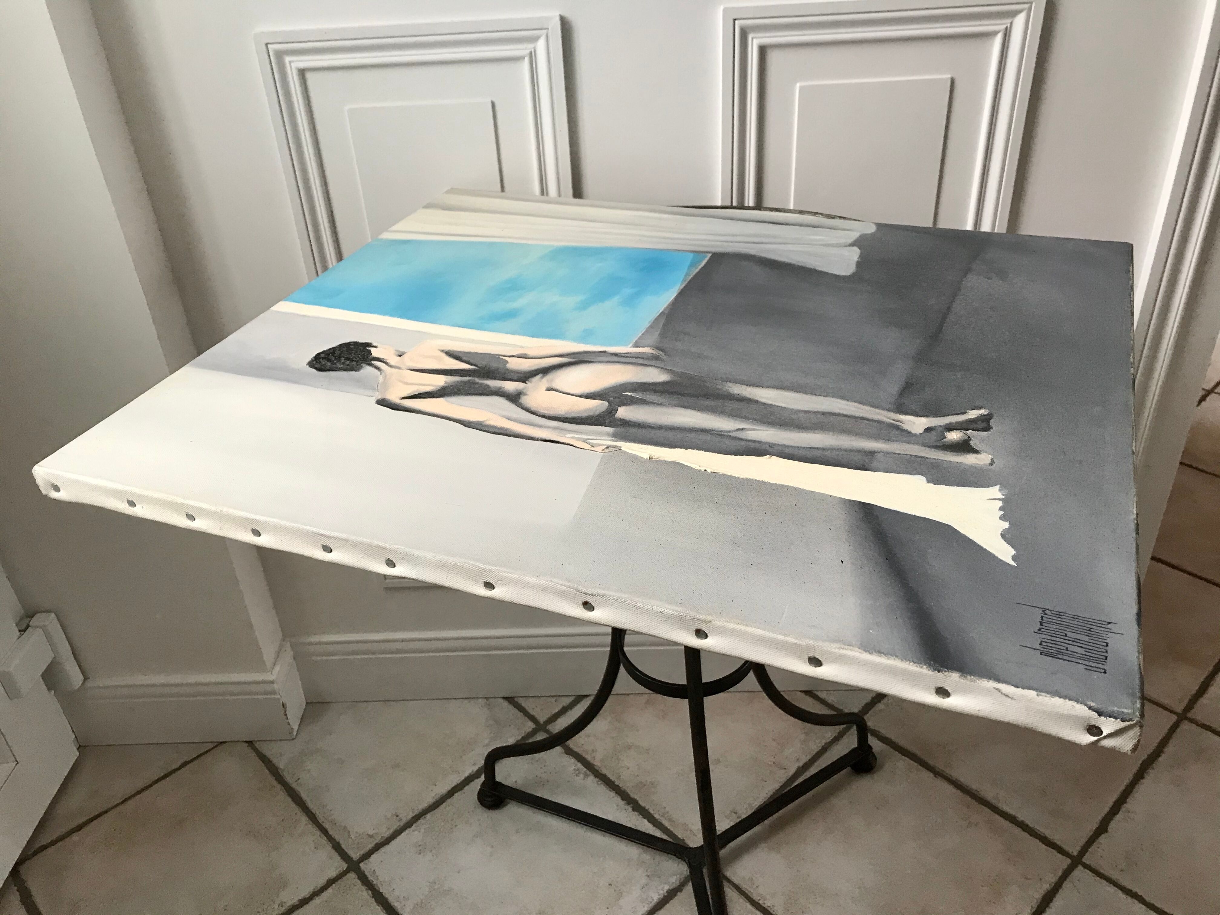 Oil on canvas vintage nude woman