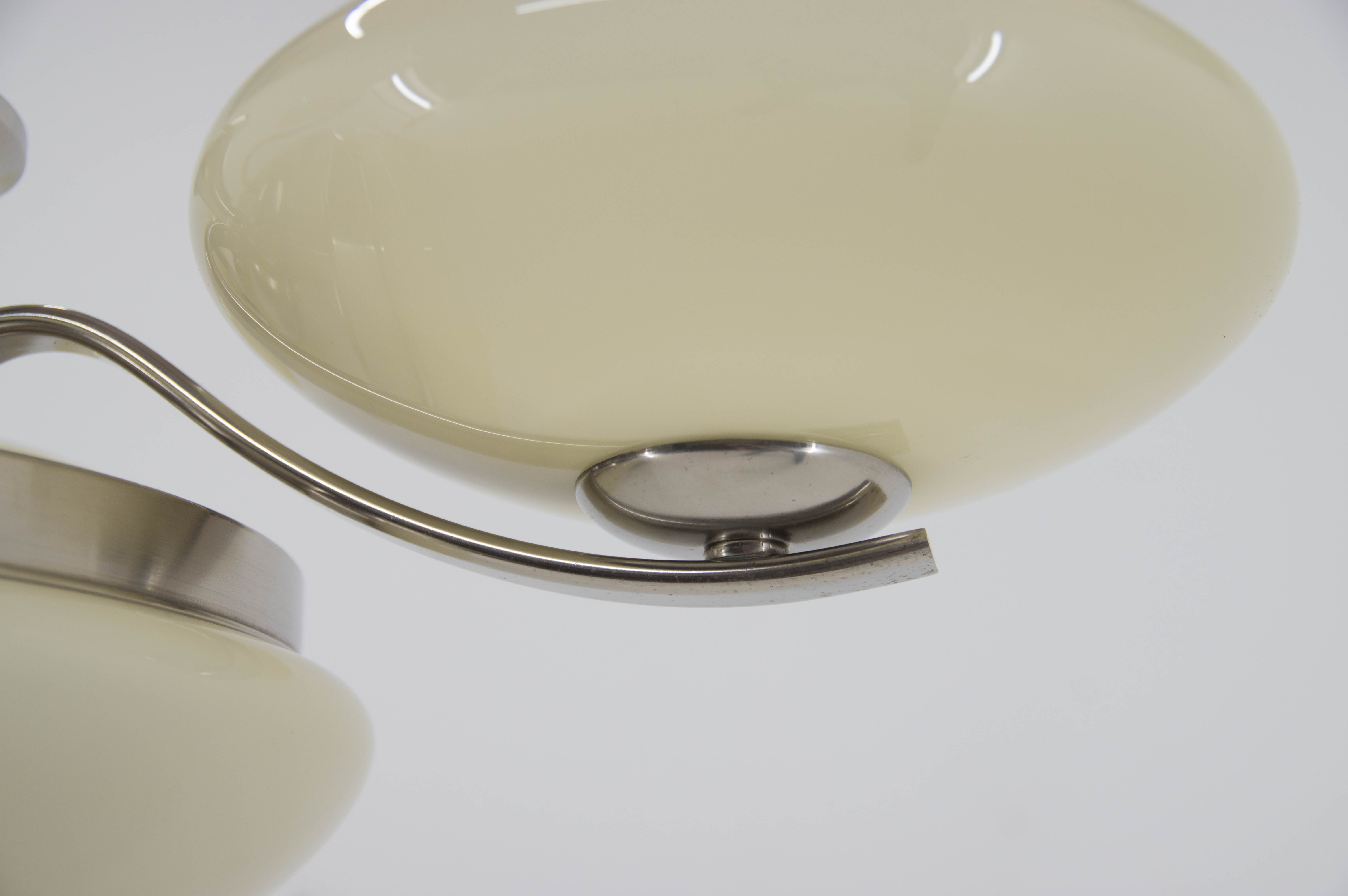 Art Deco Nickel-plating Chandelier, 1930s, Restored