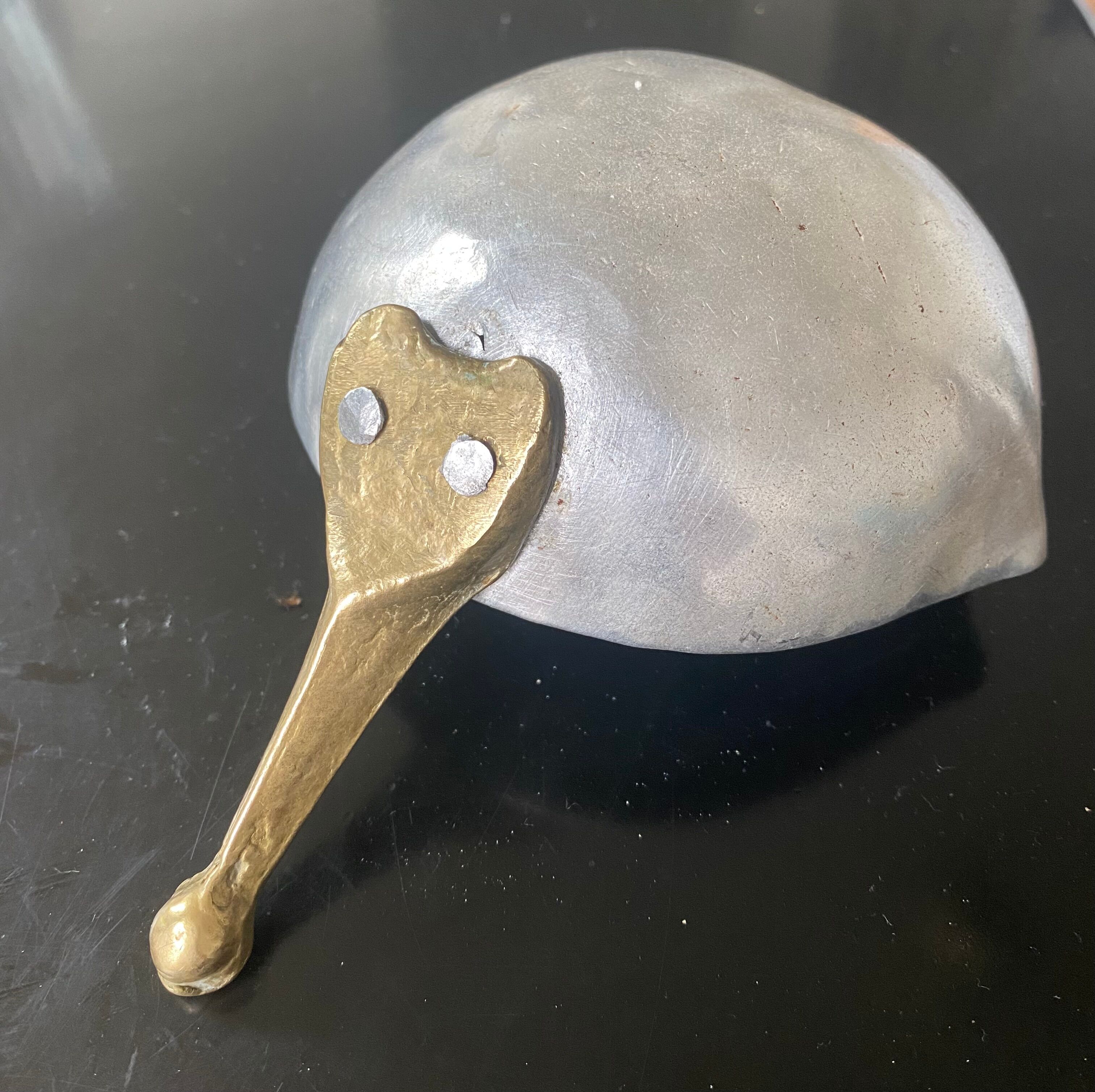 Large and rare Sicilian spoon in aluminum and brass