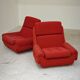 Paire de fauteuils rouge Atlantis Space Age République Tchèque 1970