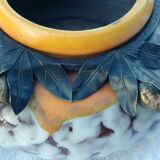 Art Deco ceramic vase wrought iron frame with lemon tree decoration L Date