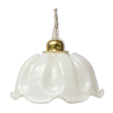Pendant lamp with vintage globe in white opaline