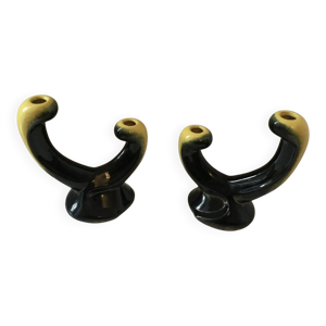 Paire de bougeoir 1950 - jaune