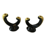 Pair of 1950s candlesticks in yellow and black ceramic in the Vallaur style