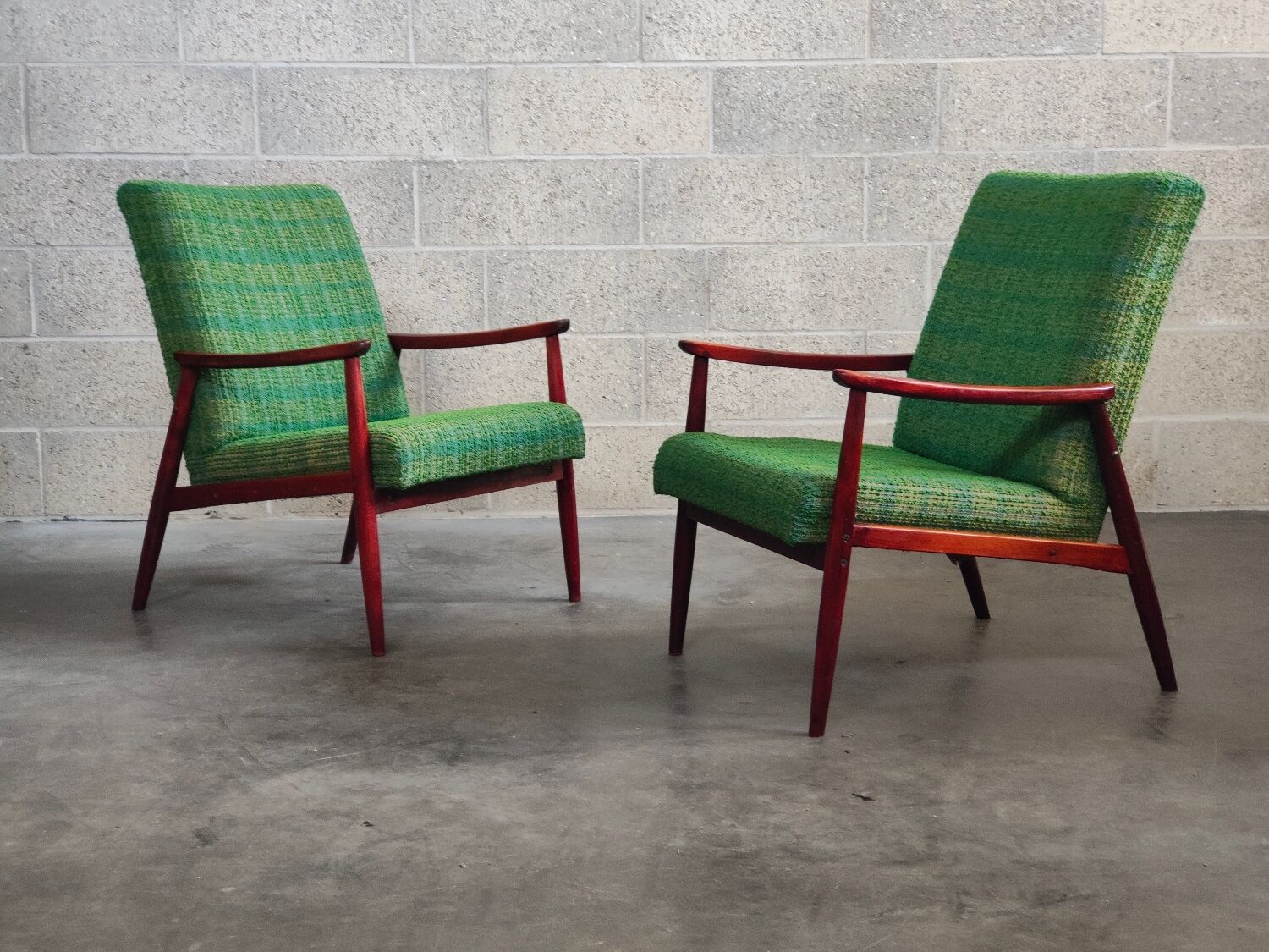 Pair of green armchairs by Jiri Jiroutek for Interier Praha 1960