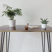Vintage Formica and wrought iron rolling dessert trolley/side table.