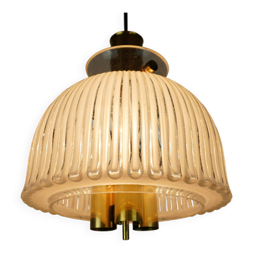luminaire suspendu Limburg milieu du siècle modèle P 239 a 4168 en verre et laiton des années 1960