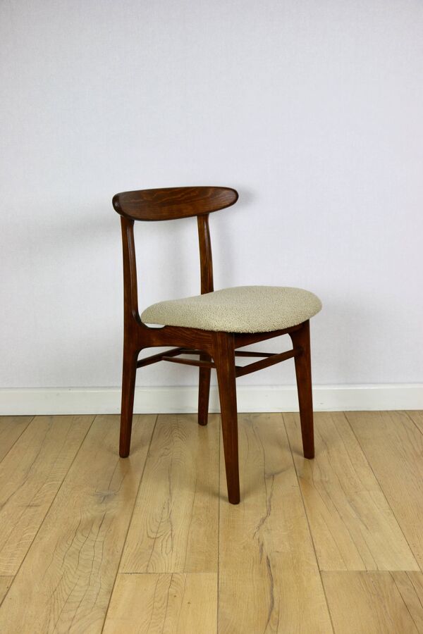 Chaises vintage Hałas beige bouclé - lot de 3