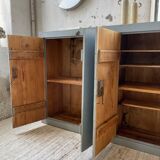 Factory blue patinated workshop furniture
