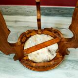 Antique stool in beech and marble