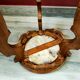 Antique stool in beech and marble