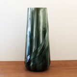 Vase in green glazed faience Louis Gueule Vierzon 30s