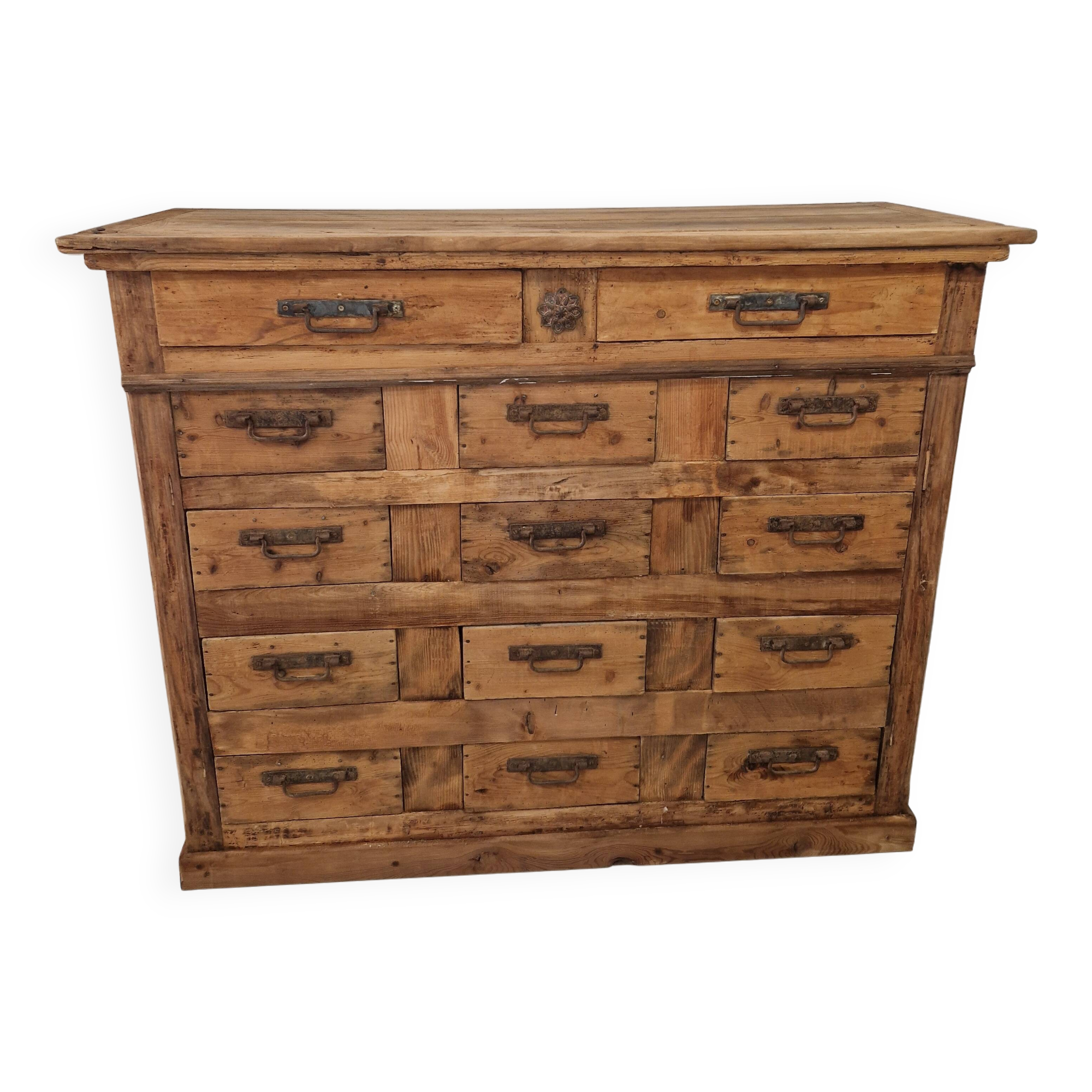 14-drawer wooden chest of drawers