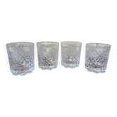 Ensemble de 4 verres à whisky en cristal taillé marque Cristal de Vannes