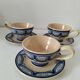 Trio of Ti-Bihan St Malo cups and saucers by Yvon Roy