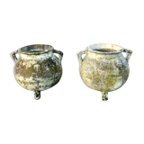 Pair of vintage planters tripodes pot potron fibro cement 1960 garden