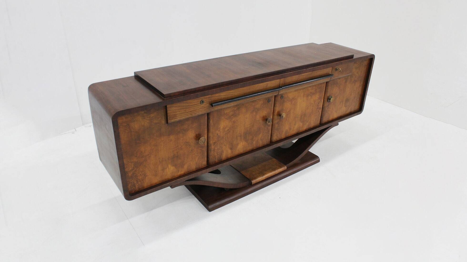 Vintage Italian Art Deco sideboard in burl wood 1930s