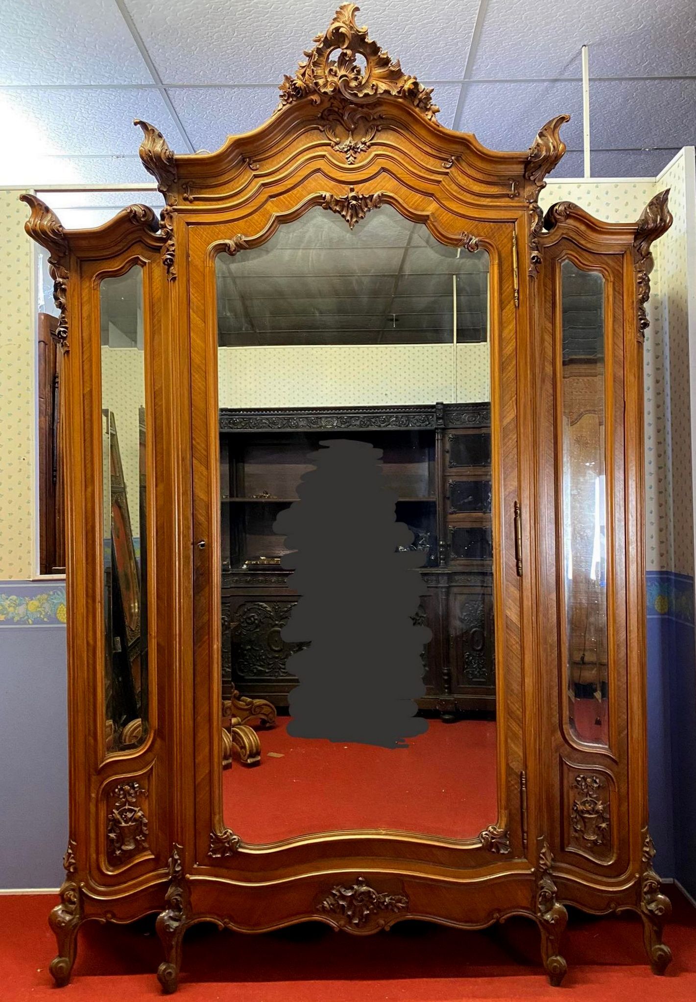 Louis XV library cabinet in walnut around 1850