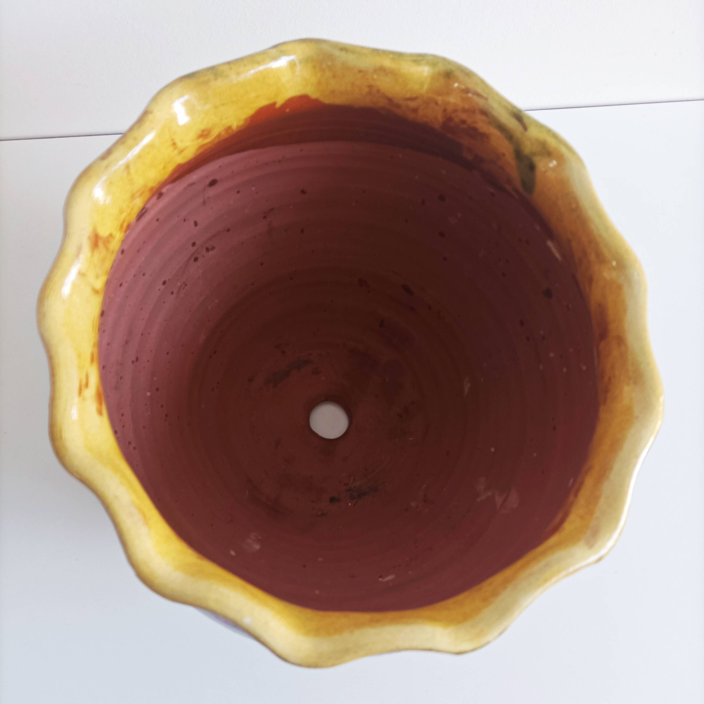 Pot de fleurs cache-pot terre cuite vernissée