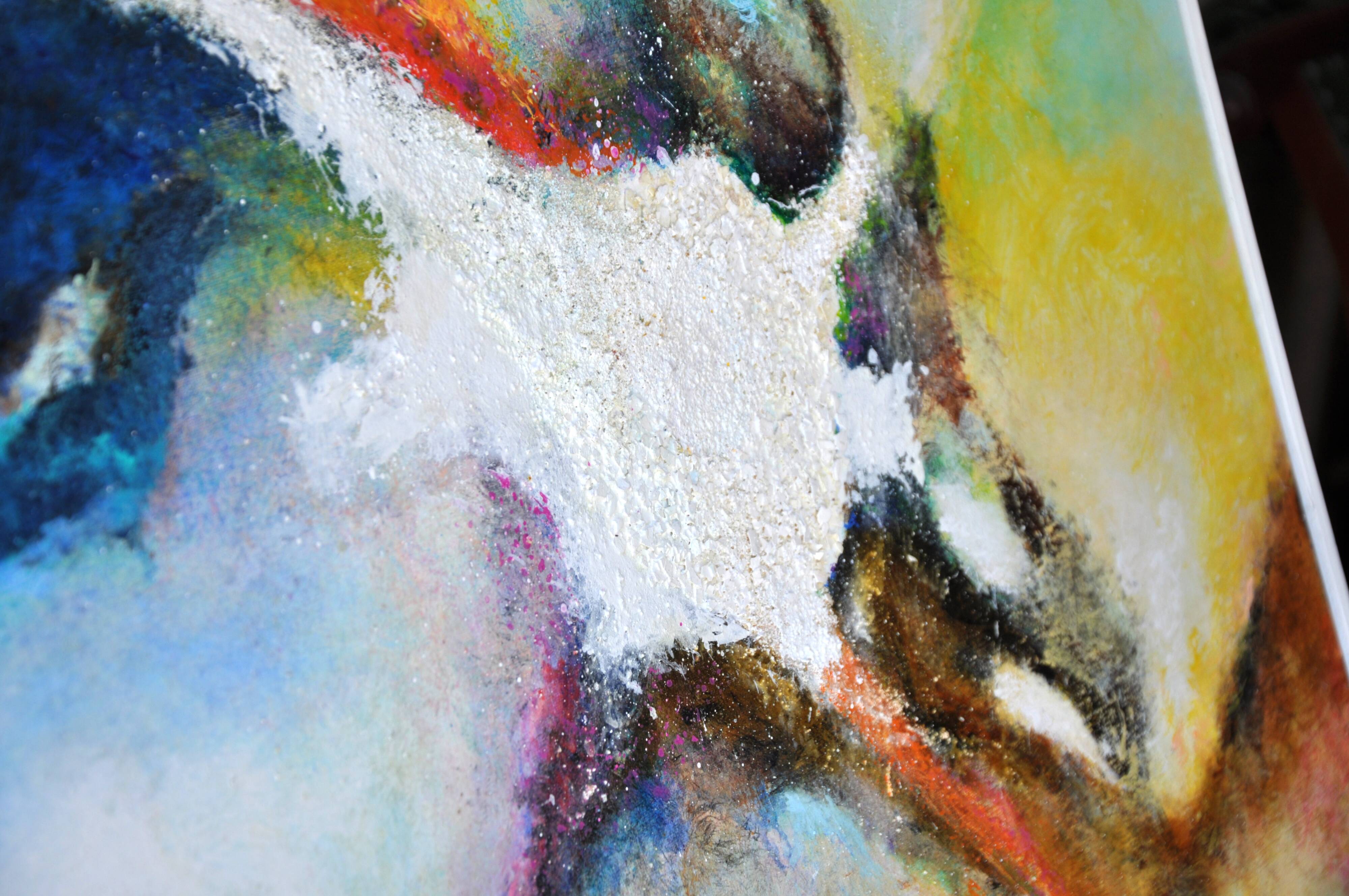 Abstract painting / acrylic, / 83 cm / 67 cm / signed JP Hallet