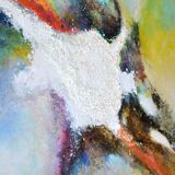 Abstract painting / acrylic, / 83 cm / 67 cm / signed JP Hallet