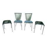 Pair of vintage Scoubidou chairs and stools