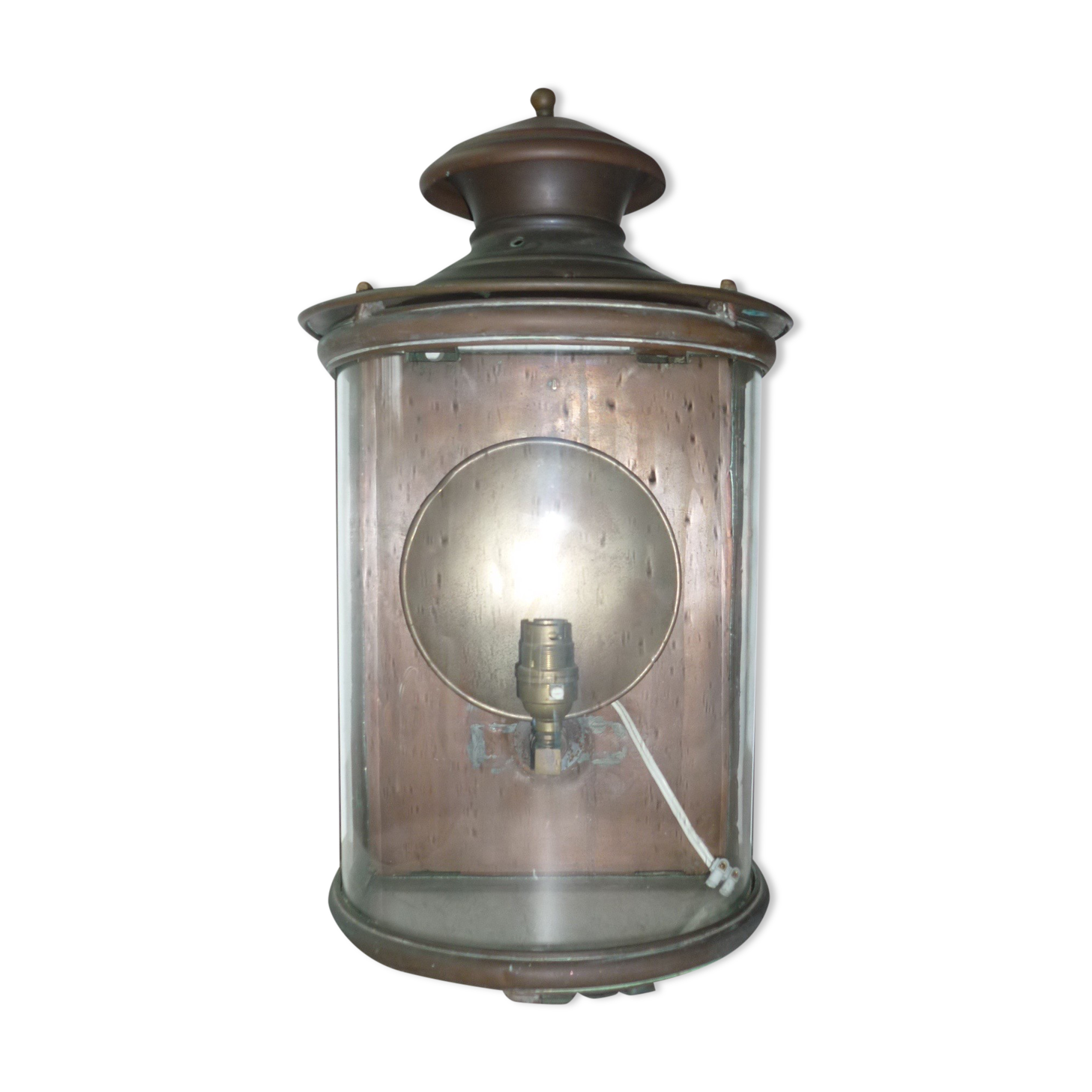 Ancient half-moon brass wall lantern