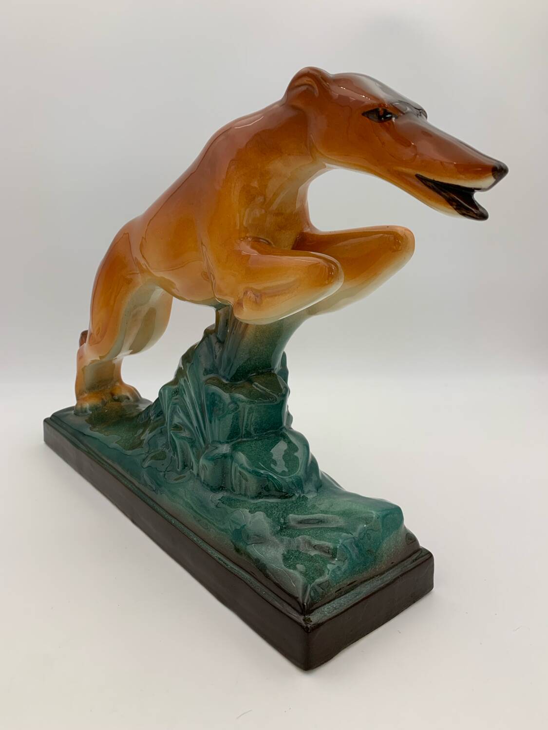 Sainte Radegonde Art Deco earthenware greyhound, 1930s