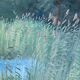 Large vintage original landscape dog oil painting