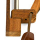 Solid teak wall lamp/Scissor lamp with brass coloured aluminium shade.