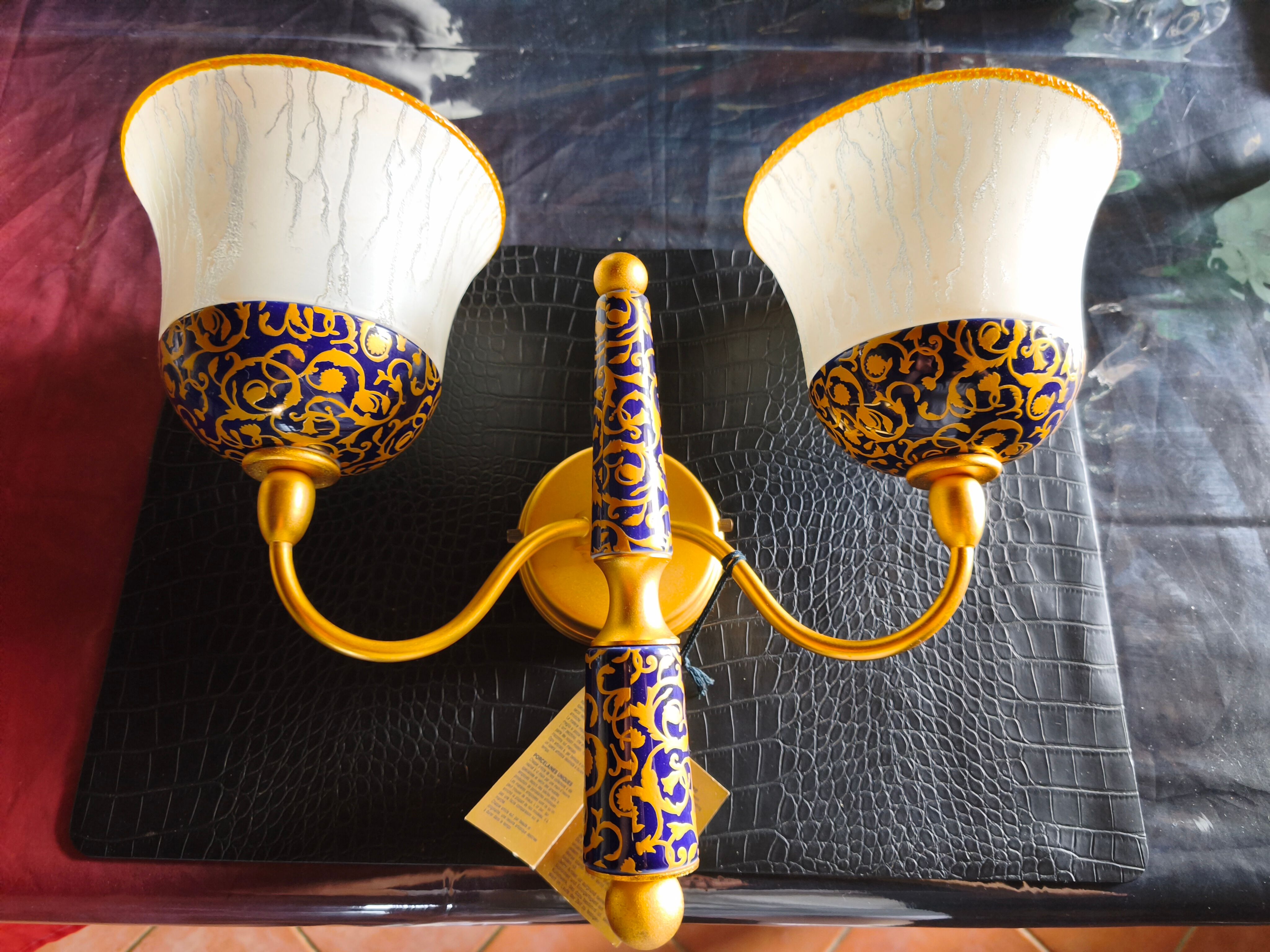 New double wall light (Le Porcellane Florence) Porcelain & Gold