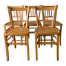 Ensemble de 5 chaises bistrot en bois blond clair luterma années 50