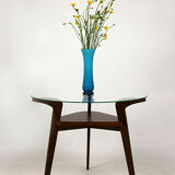 Round czech glass top coffee table from Jitona 1960s