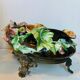 Cache pot, jardinière Napoleon III époque XIXe en barbotine et bronze