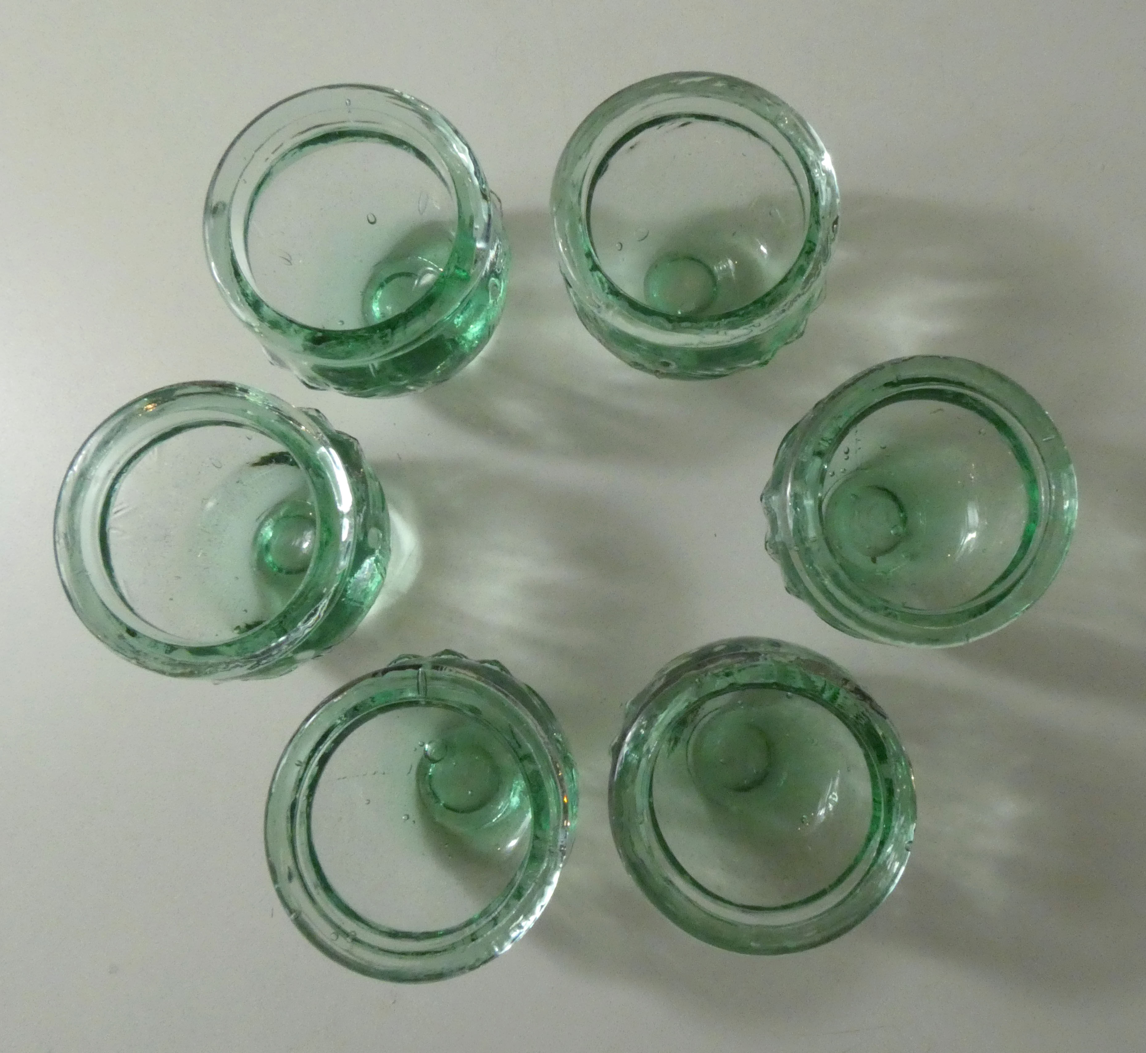 6 vintage glass jam jars