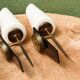 Pair of brass and opaline wall lights, 1950s