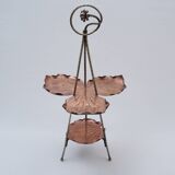 Présentoir à gâteaux antique en laiton, bambou et cuivre, acanthe, mouvement esthétique, Townshends, années 1880